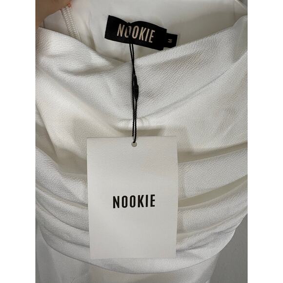 Nookie Cooper Mini Dress Ruched Ruffle Garden Party Cocktail Bridal White Size M - Picture 7 of 13